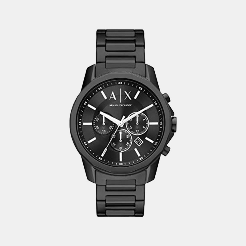 Men's Black Stainless Steel Chronograph Watch AX1722