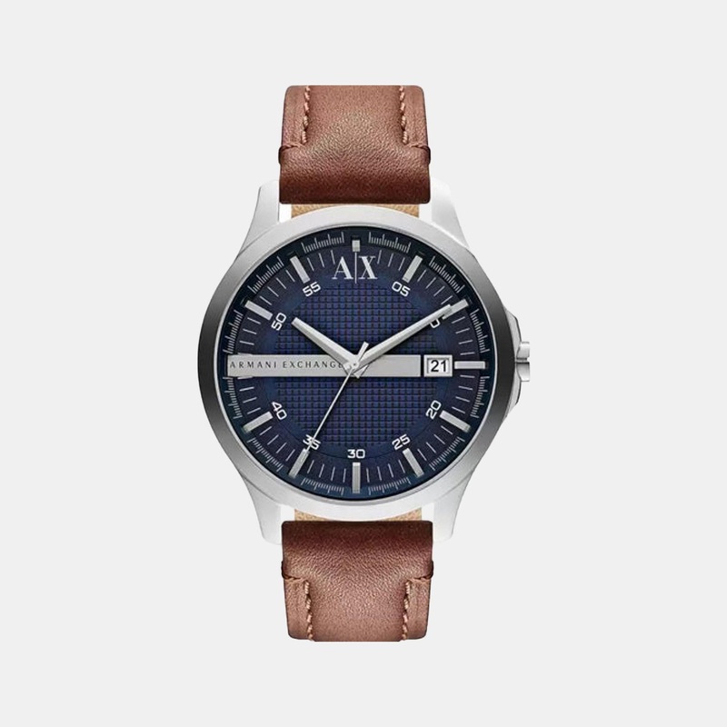 Men's Blue Analog Leather Watch AX2133