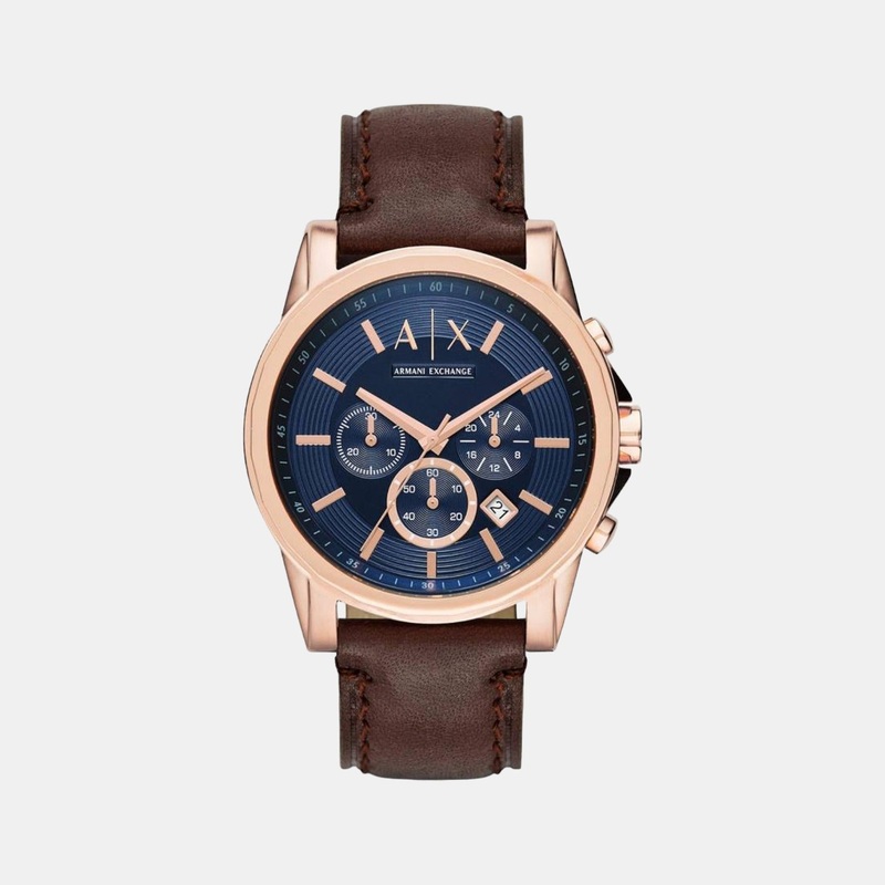Men's Blue Chronograph Leather Watch AX2508I
