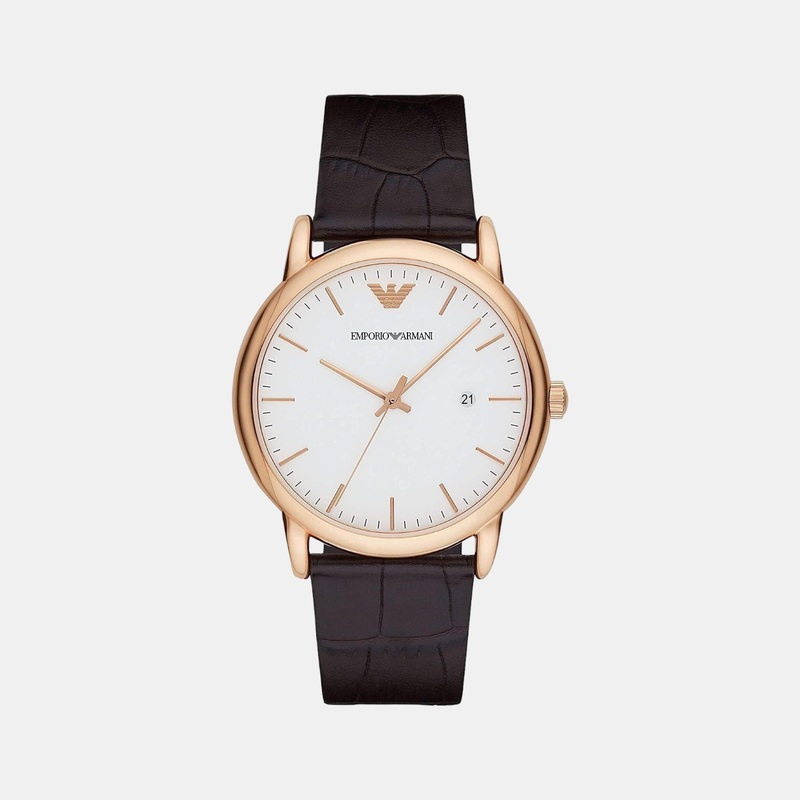 Men's White Analog Leather Watch AR2502