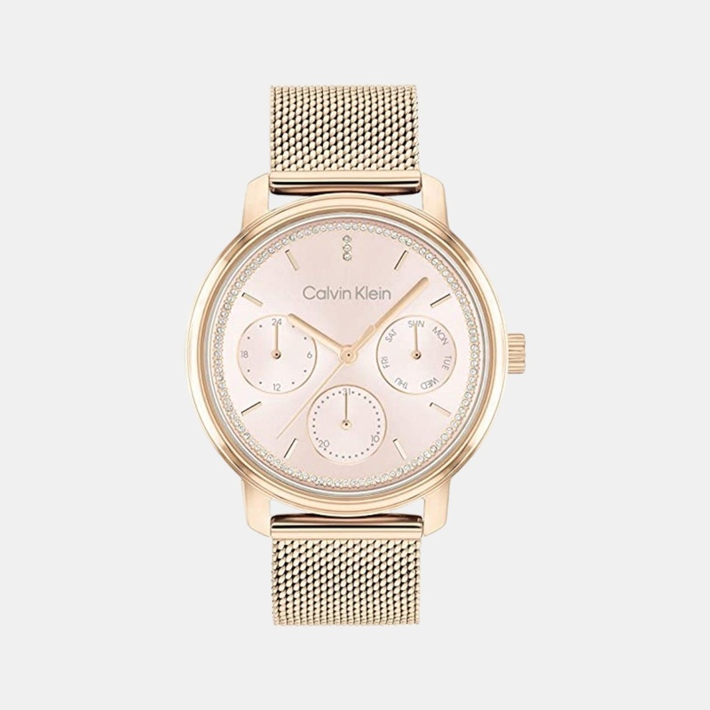 Women Quartz Rose Gold Dial Stainless Steel Multi-Function Watch 25200179