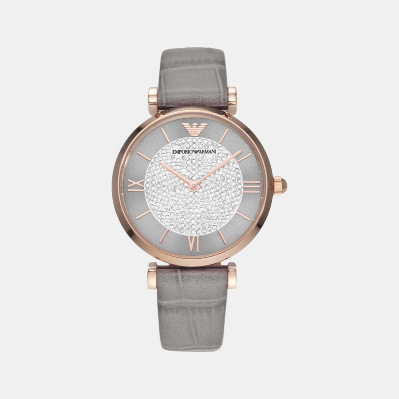 Women's Grey Analog Leather Watch AR11502