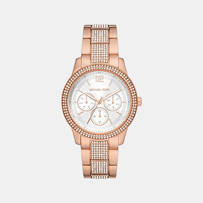 Women's Quartz White Dial Multi-Function Stainless Steel Watch MK7293