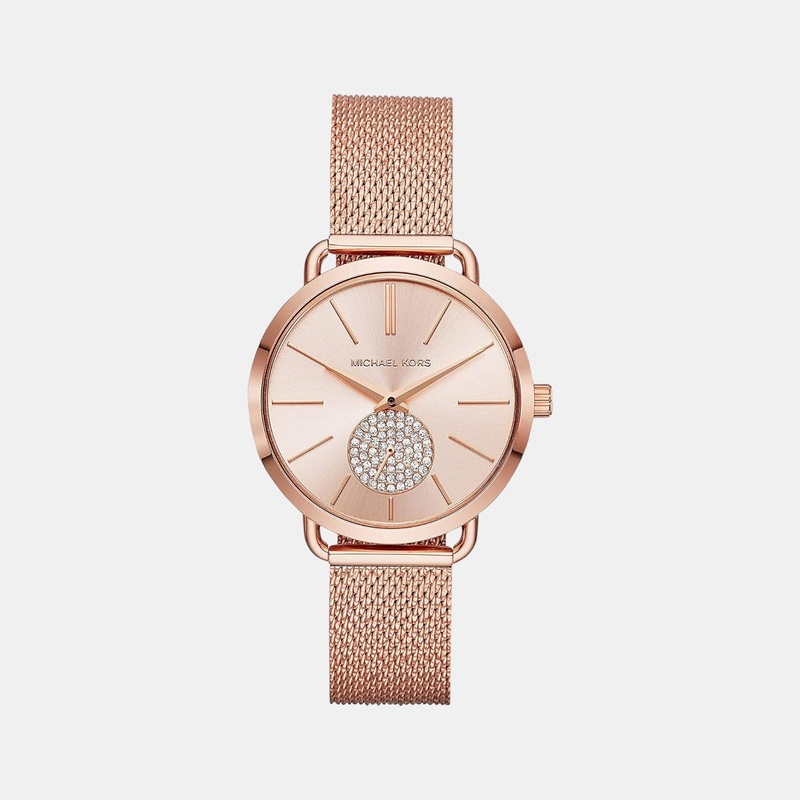 Women's Rose Gold Analog Stainless Steel Watch MK3845