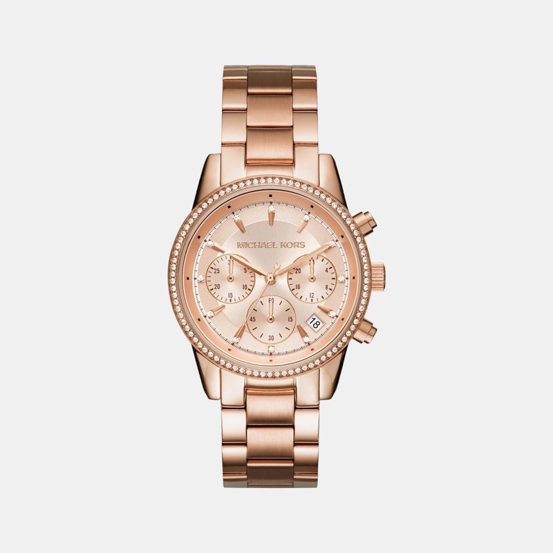 Women's Rose Gold Stainless Steel Chronograph Watch MK6357