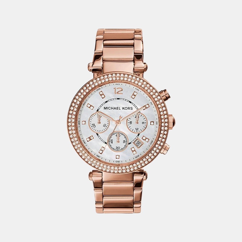 Women's White Stainless Steel Chronograph Watch MK5491