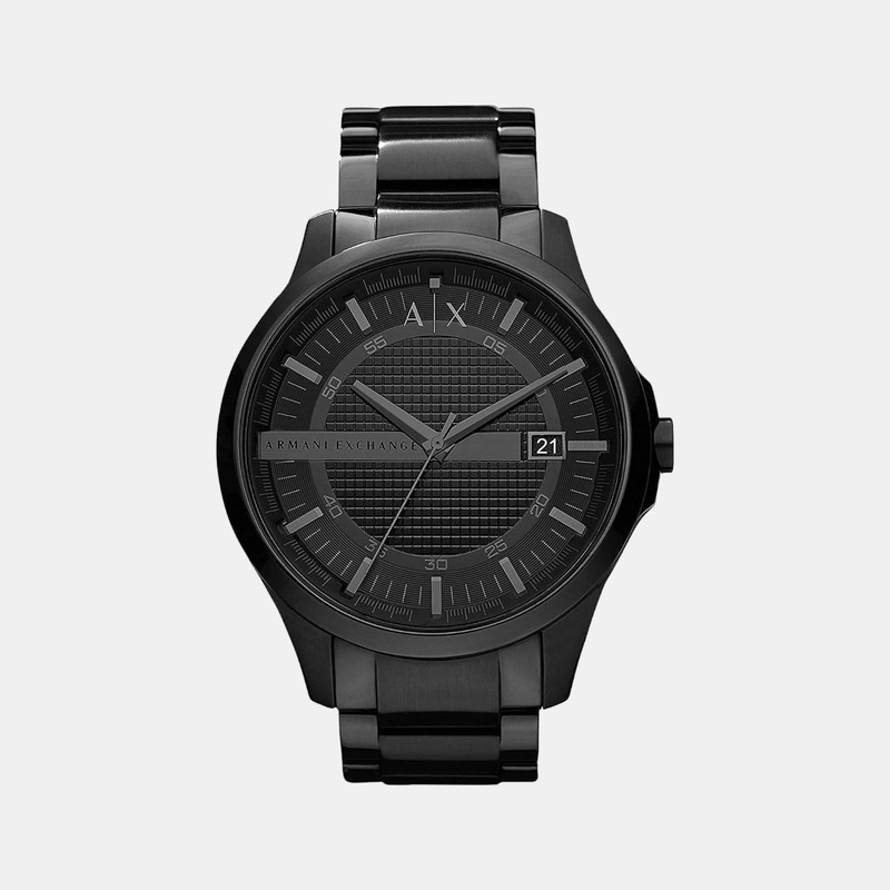 Men's Black Analog Stainless Steel Watch AX2104