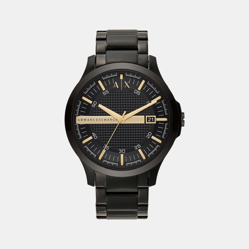 Men's Black Analog Stainless Steel Watch AX2413