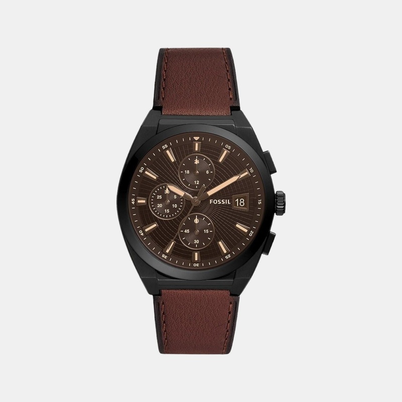 Everett Men Quartz Black Chronograph Leather Watch FS5798