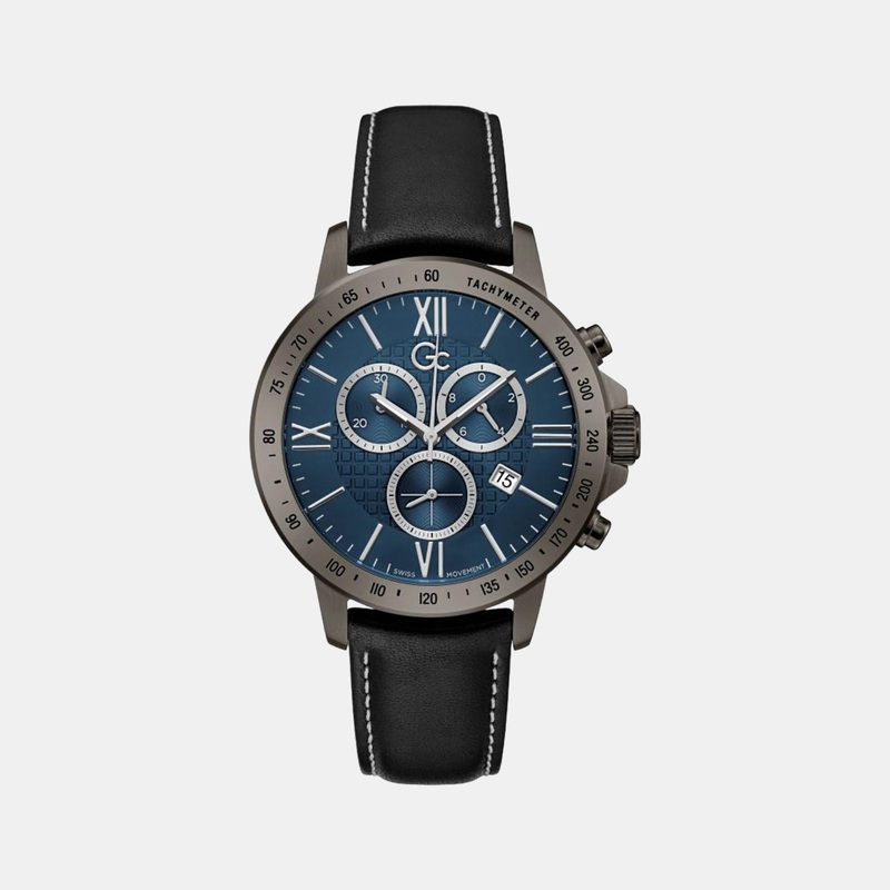 Men Blue Chronograph Leather Watch Y91003G7MF