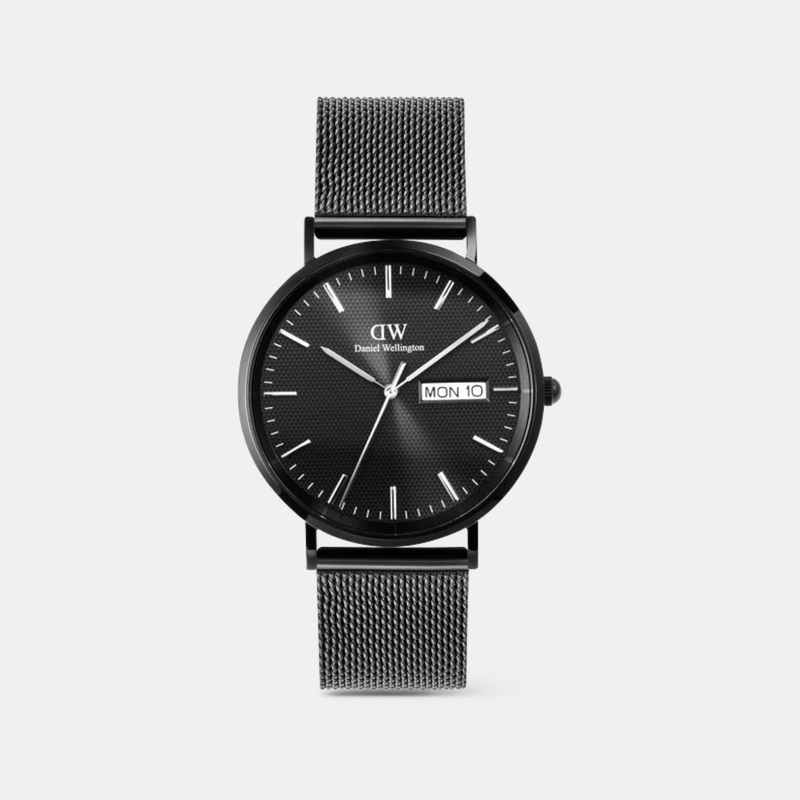 Men Classic Black Round Dial Analog Stainless Steel Watch DW00100831K