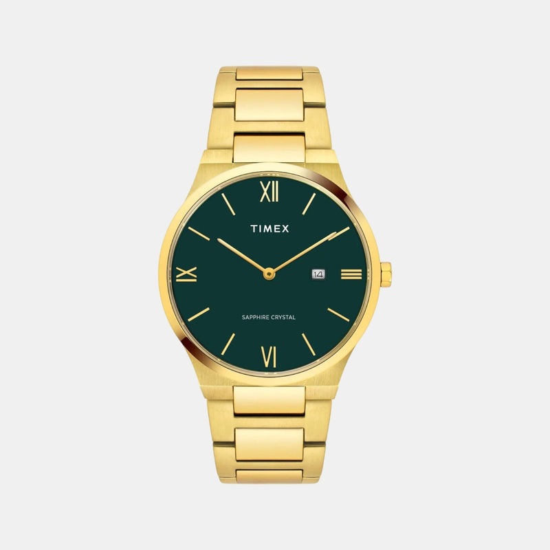Men Quartz Green Dial Analog Stainless Steel Watch TWEG23605