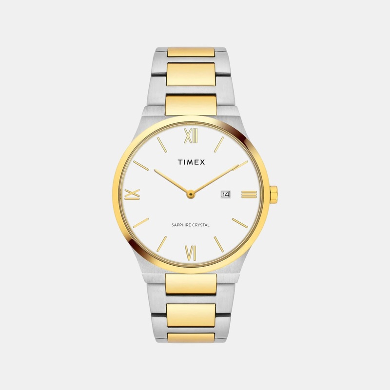 Men Quartz White Dial Analog Stainless Steel Watch TWEG23606