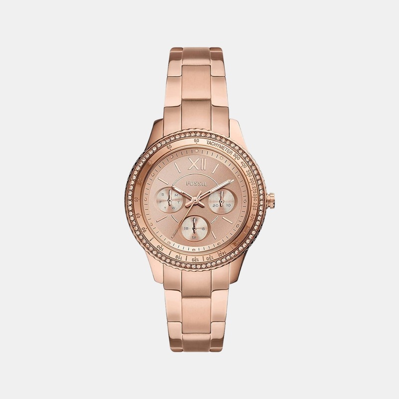 Stella Sport Women Quartz Rose Gold Dial Multi-Function Stainless Steel Watch ES5106