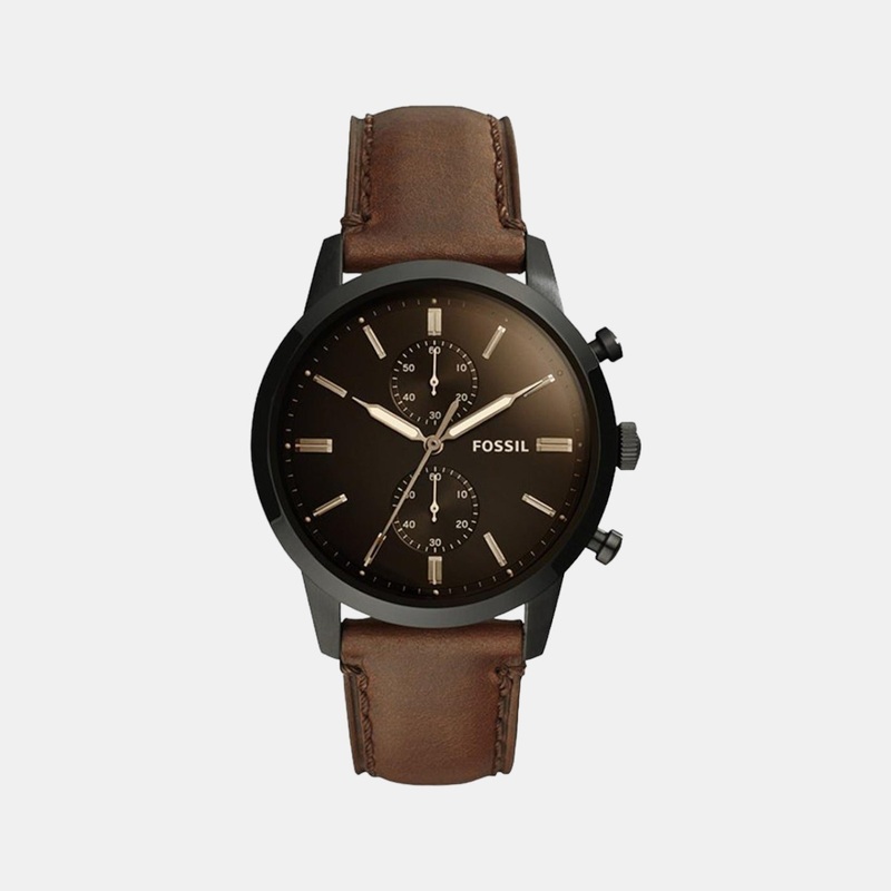 Townsman Men Quartz Black Dial Chronograph Leather Watch FS5437