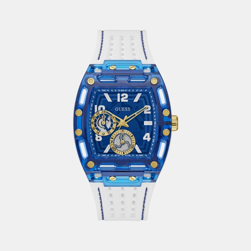 Trend Men Quartz Blue Dial Multi-Function Silicone Watch GW0499G6