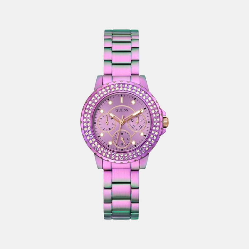 Women Purple Stainless Steel Chronograph Watch GW0410L4