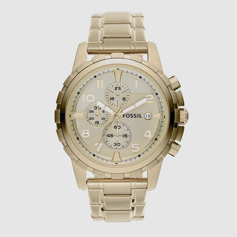 Dean Men Quartz Gold Dial Chronograph Stainless Steel Watch FS4867