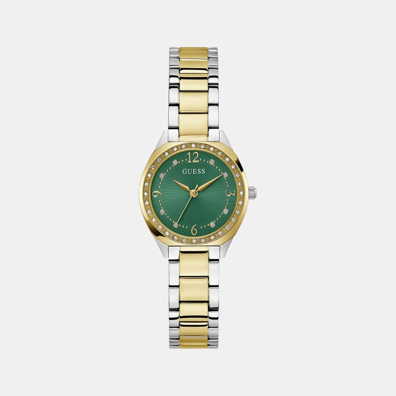 Dress Women Quartz Green Dial Analog Recycled Steel Watch GW0767L4