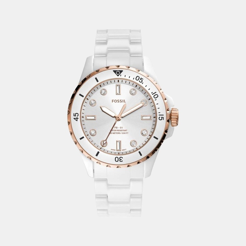 FB-01 Women Quartz White Dial Analog Ceramic Watch CE1107