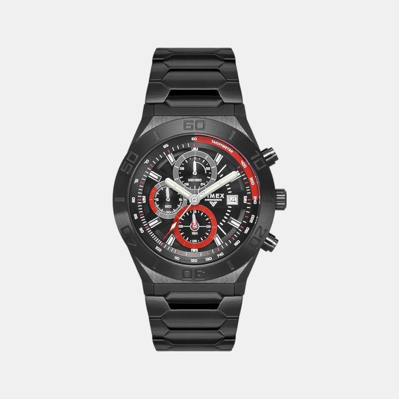 Men Quartz Black Dial Chronograph Stainless Steel Watch TWEG24902
