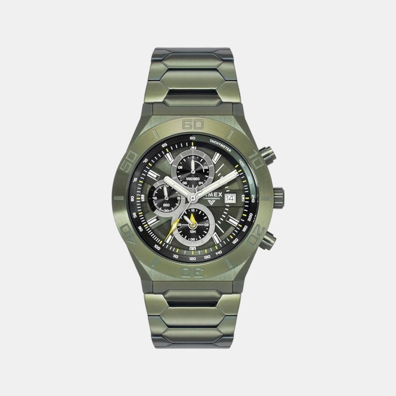 Men Quartz Green Dial Chronograph Stainless Steel Watch TWEG24903