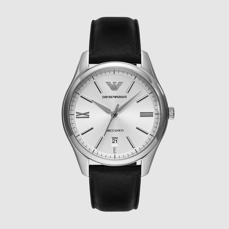 Men's White Dial Leather Automatic Watch AR60077