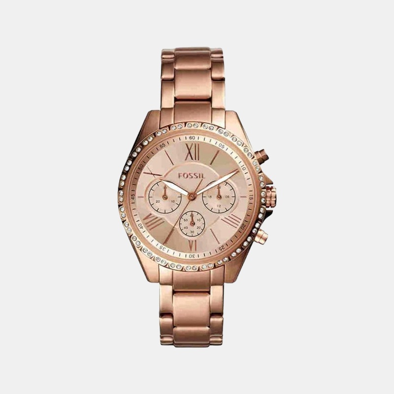 Modern Courier Women Quartz Rose Gold Dial Stainless Steel Chronograph Watch BQ3377