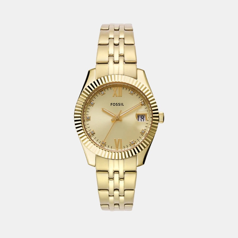 Scarlette Women Quartz Gold Dial Analog Stainless Steel Watch ES5338