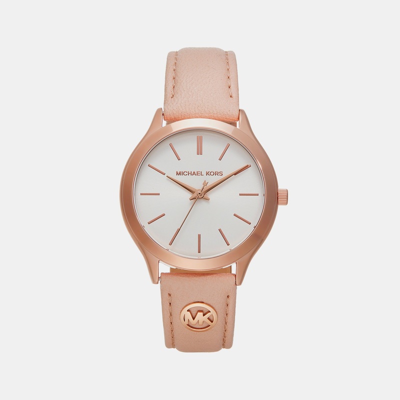 Slim Runway Women Quartz White Dial Analog Stainless Steel Watch MK7467