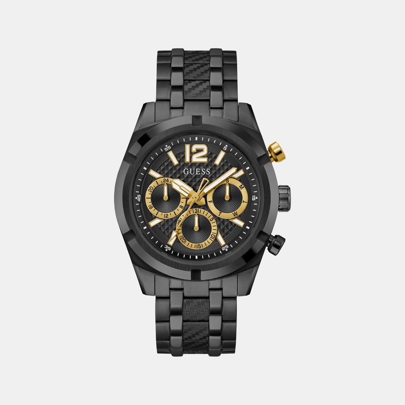 Sport Men Quartz Black Dial Multi-Function Recycled Steel Watch GW0714G4
