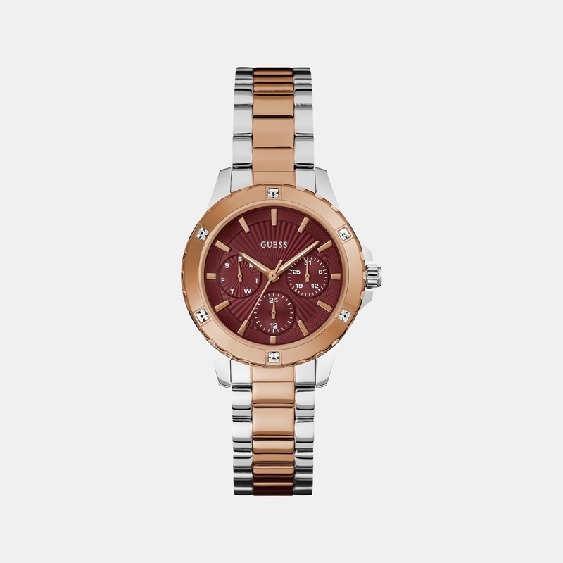 Sport Women Quartz Red Dial Multi-Function Recycled Steel Watch GW0723L2