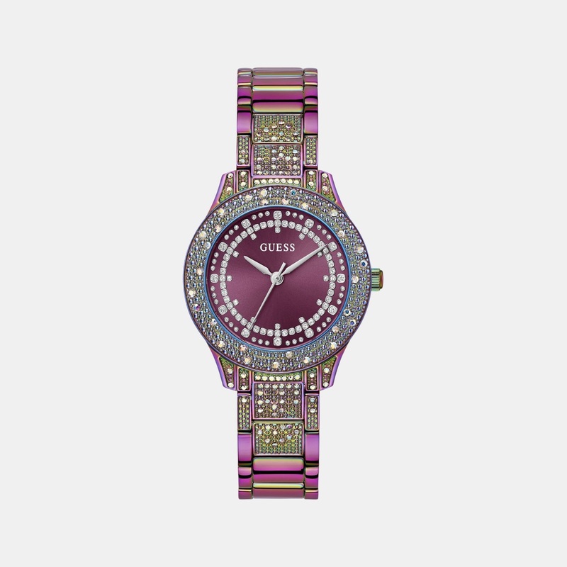 Trend Women Quartz Purple Dial Analog Recycled Steel Watch GW0746L3
