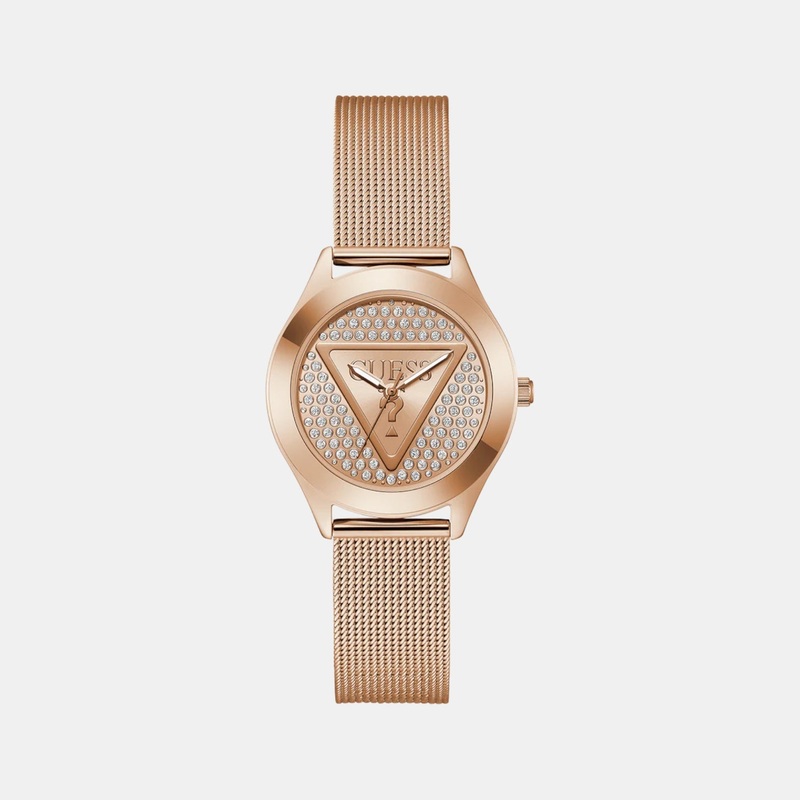 Women Quartz Rose Gold Dial Analog Mesh Watch GW0835L3