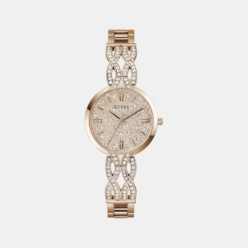 Women Quartz Rose Gold Dial Analog Stainless Steel Watch GW0868L4