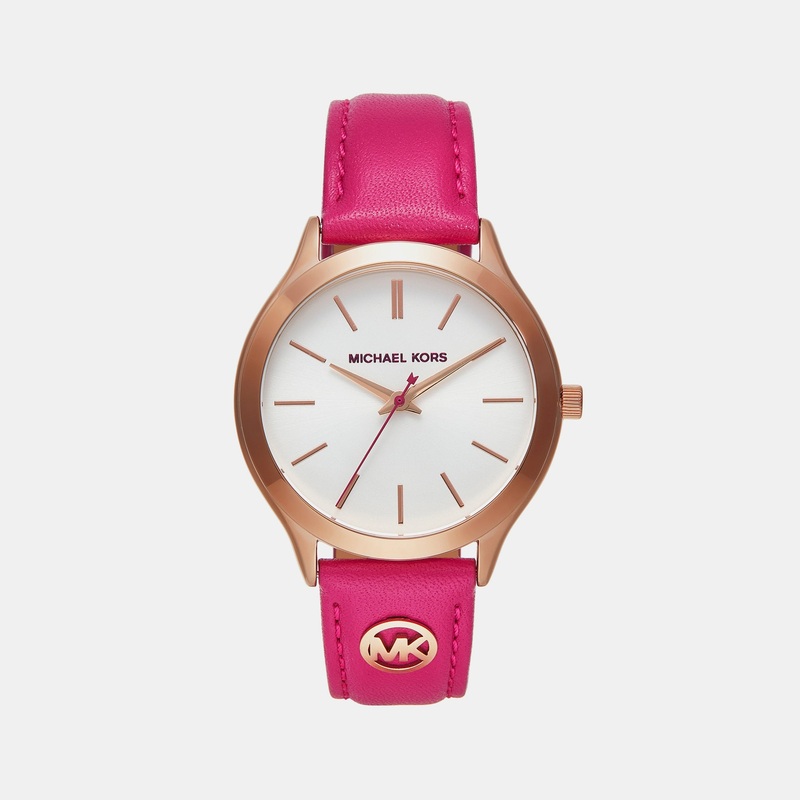 Women's Slim Runway Rose Gold Analog Leather Watch MK7469