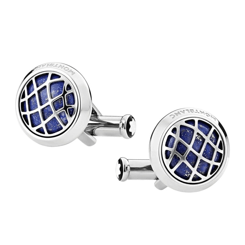 Steel and Lapis Lazuli Round Cufflinks