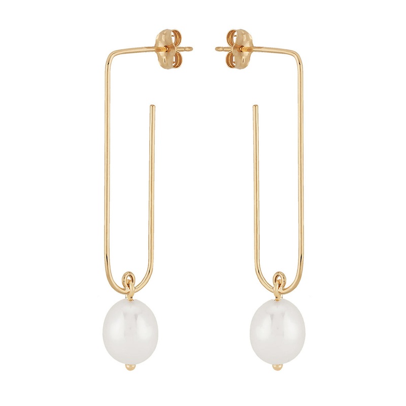 14K Gold Paper Clip with Freshwater Pearl Drops