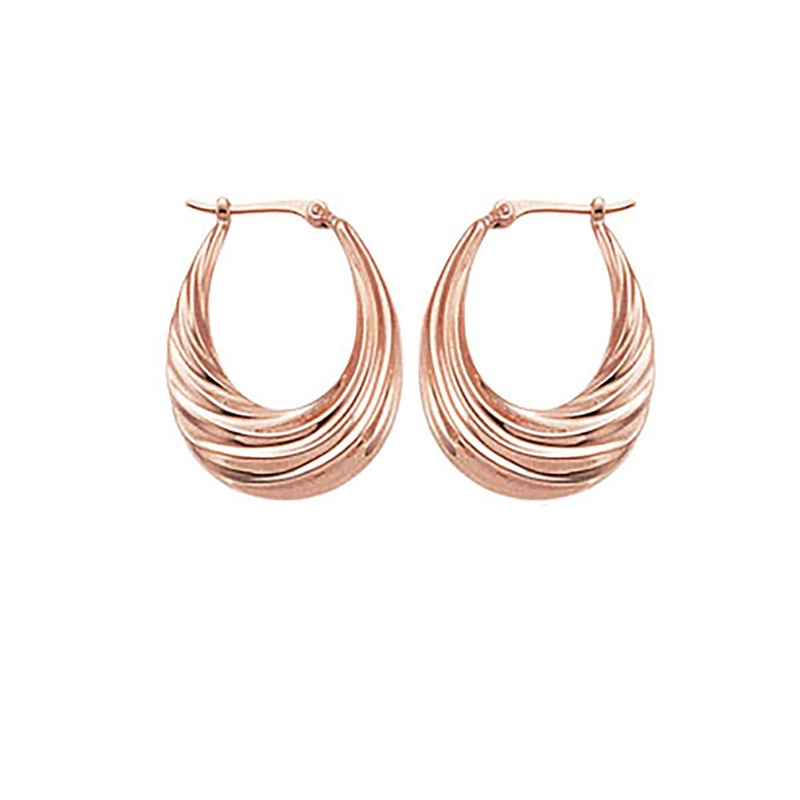 14K Rose Gold Medium Deep Swirls Hoops