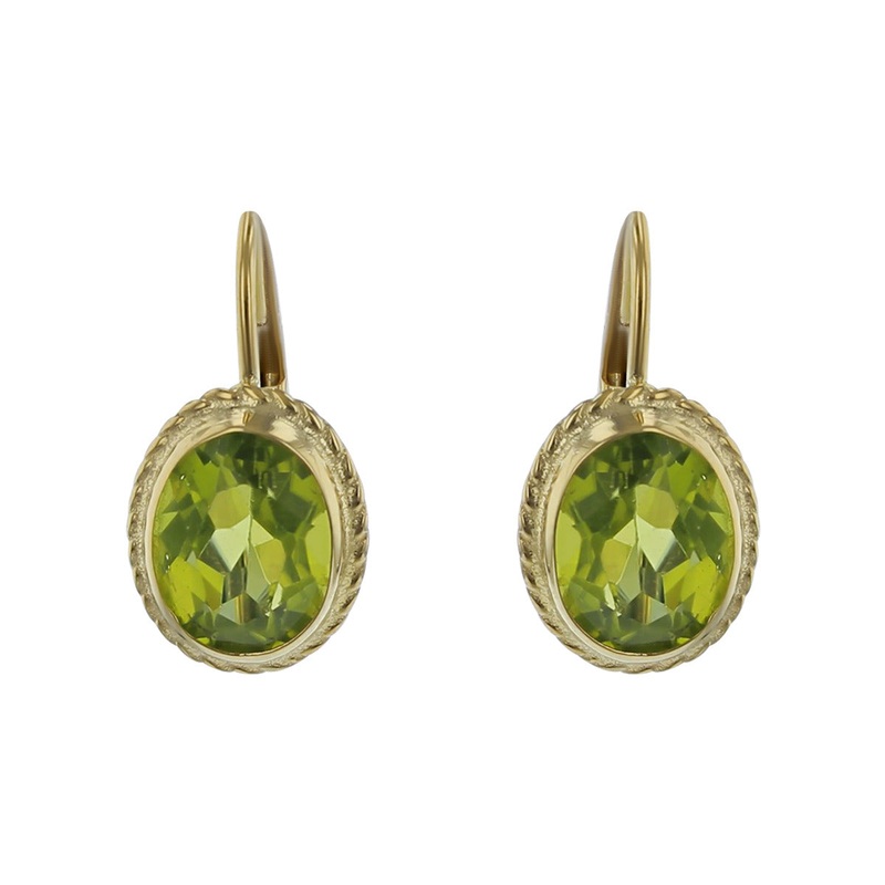 14K Yellow Gold Peridot Drop Earrings