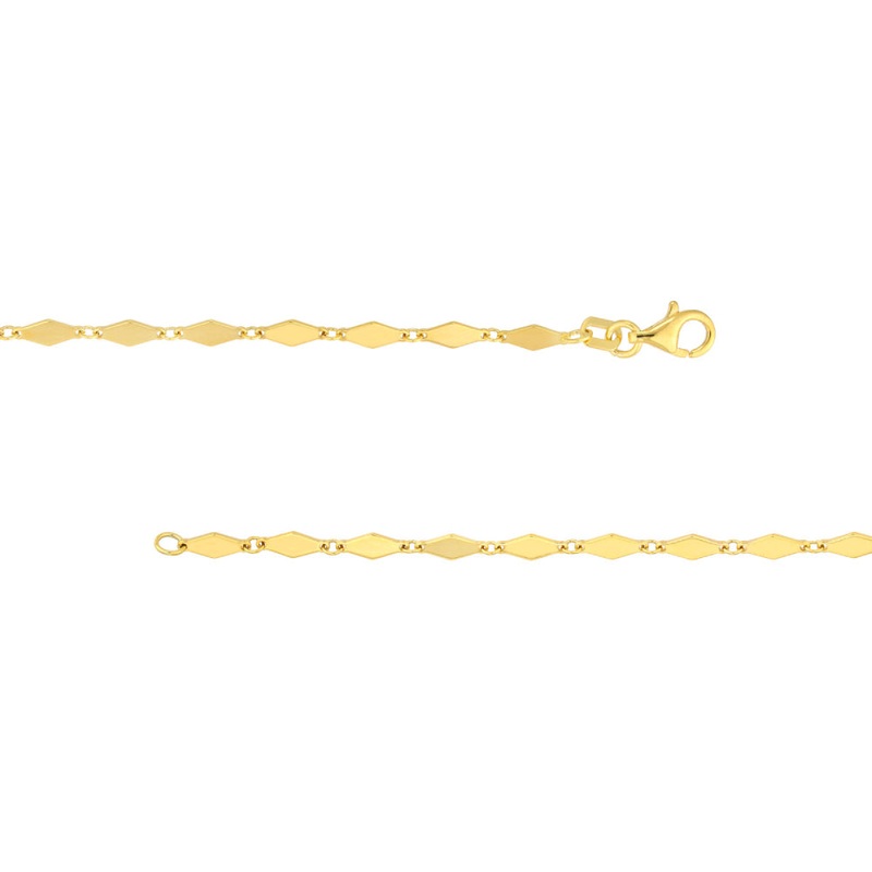 14Y Diamond-Shaped Flat Link Bracelet 7.25"