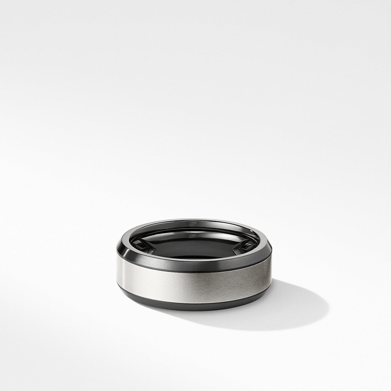 Beveled Band Ring in Black Titanium with Grey Titanium, 8mm