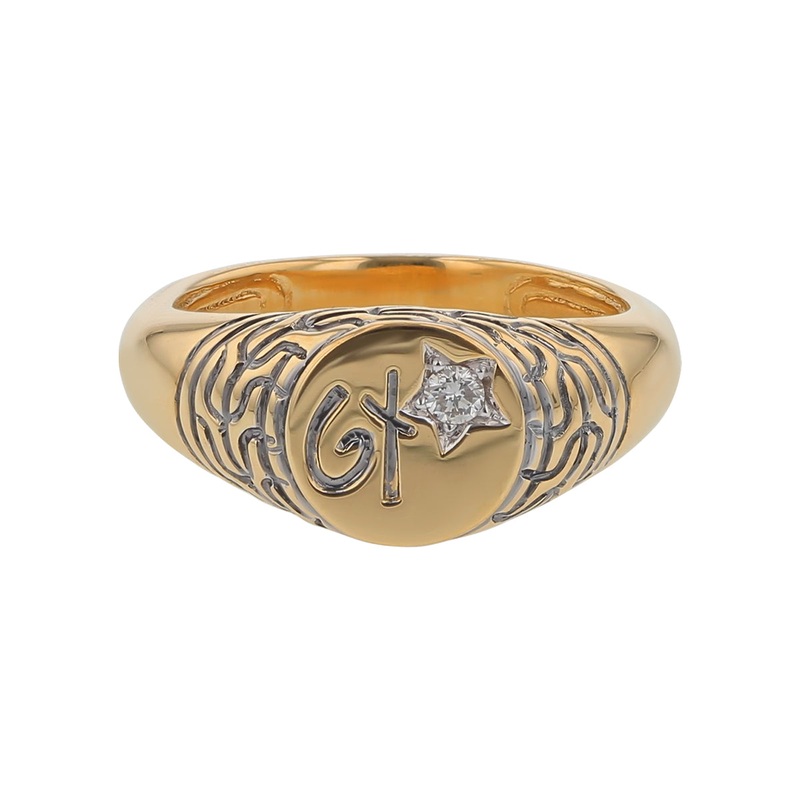 0.02ct Diamond John Hardy Pinky Ring in 18K Yellow Gold, Size 4