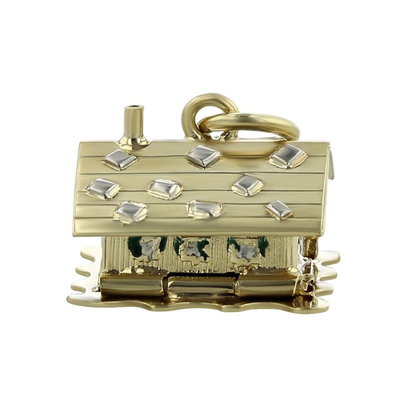 14K Yellow Gold 3-Dimensional Swiss Chalet Charm