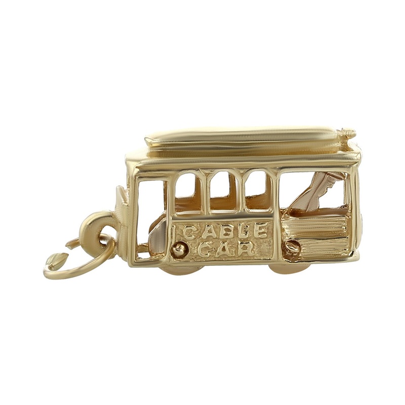 14K Yellow Gold Cable Car Charm