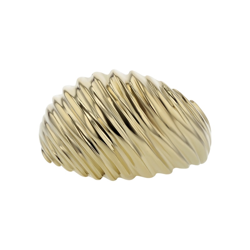 14K Yellow Gold Dome Shrimp Style Ring