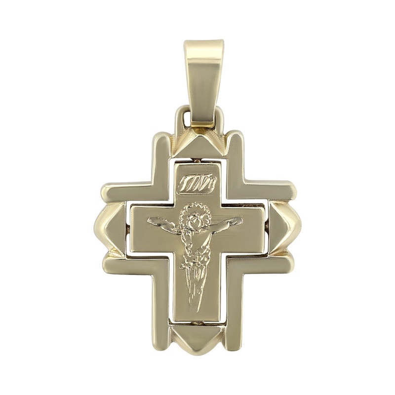 14K Yellow Gold Framed Cross Pendant