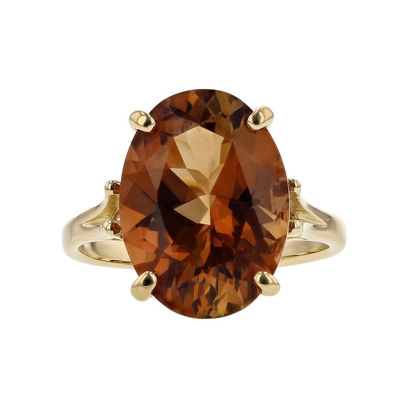 14K Yellow Gold Oval Orange Citrine Ring