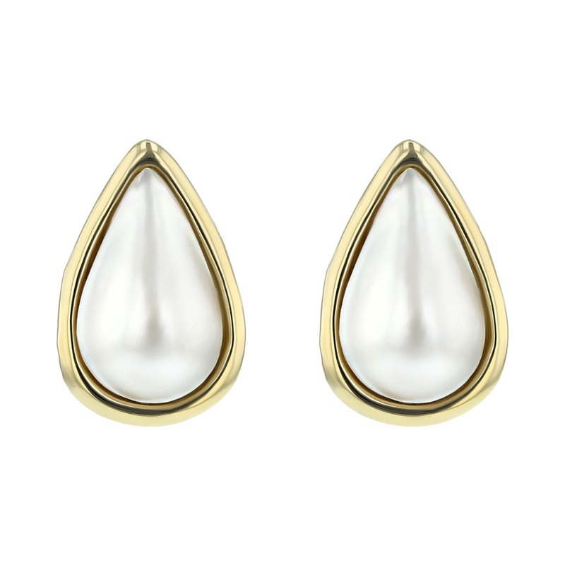 14K Yellow Gold Pear-Shaped Mabe Pearl Earrings