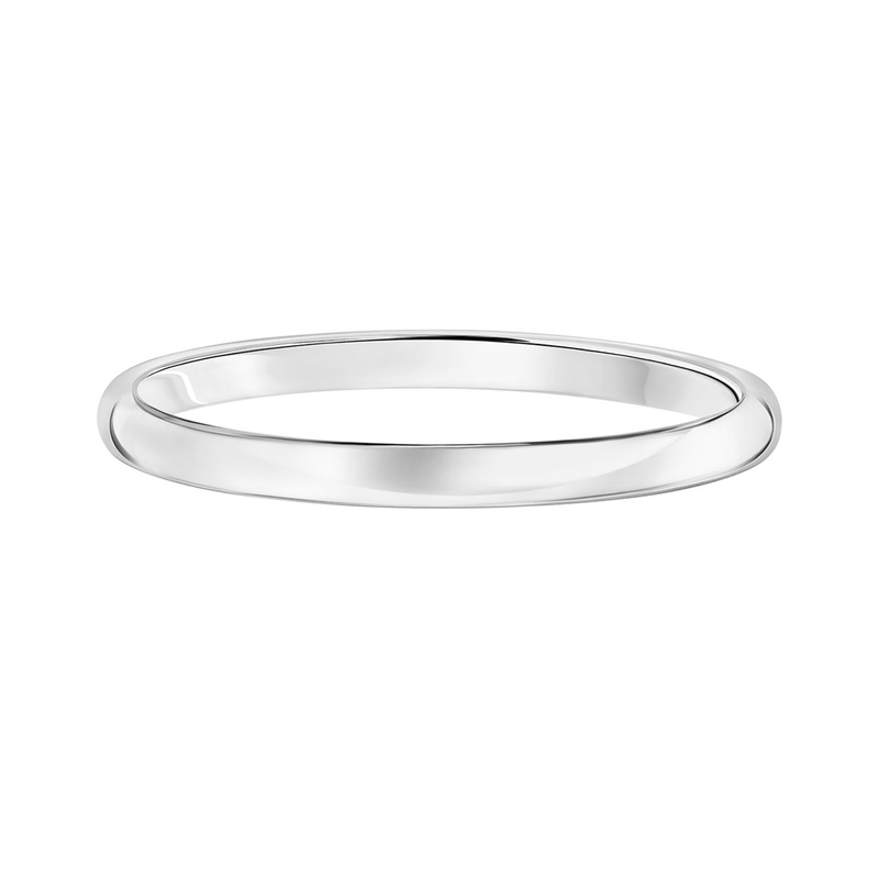 2mm Low Dome Comfort Fit Plain Wedding Band in 14K White Gold, Size 5